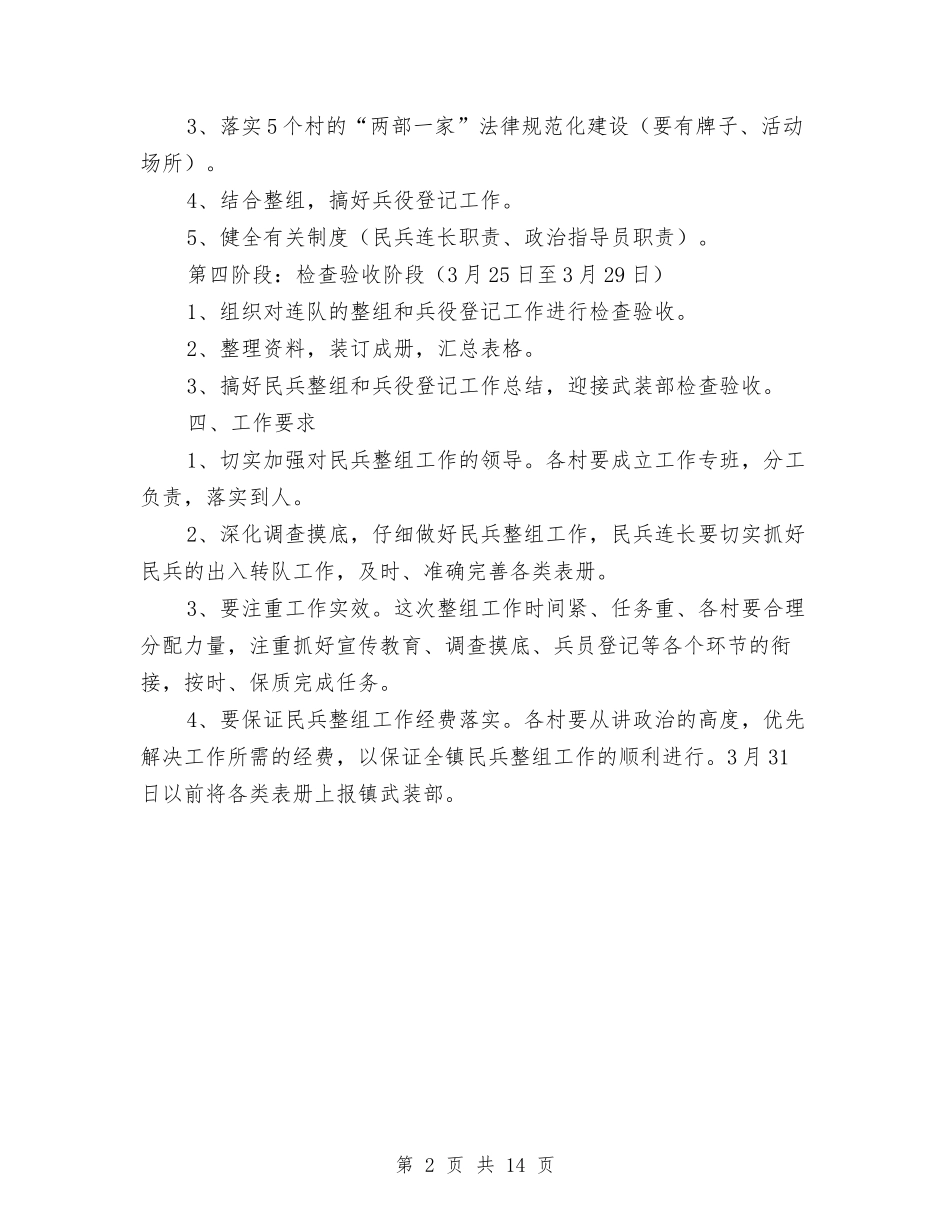 2024年民兵组织整治方案与2024年民政局工作实施方案汇编_第2页