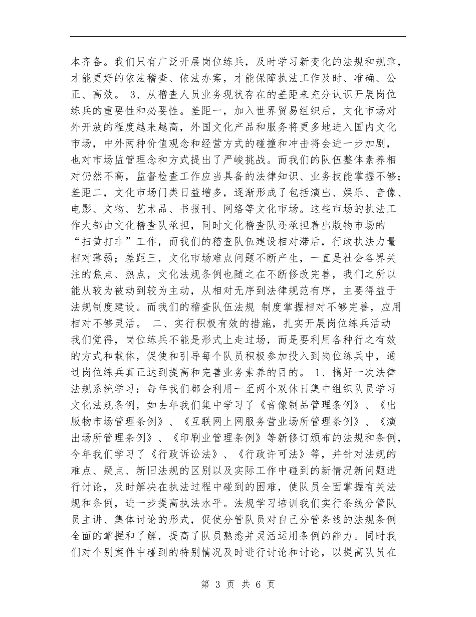 文化市场稽查大队岗位练兵活动总结_第3页