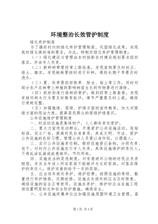环境整治长效管护规章制度