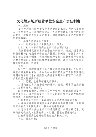 文化娱乐场所经营单位安全生产责任规章制度