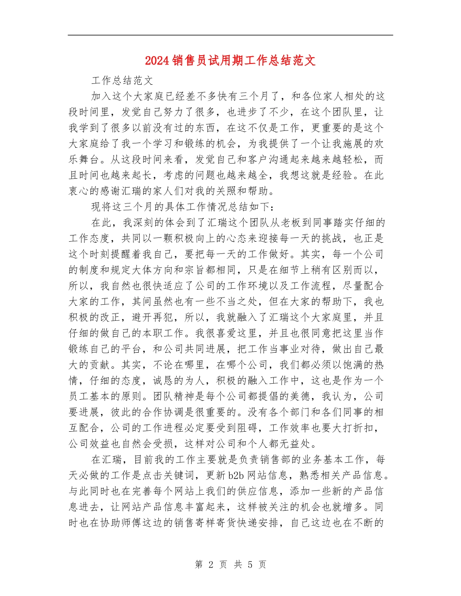 2024销售员试用期工作总结范文【新版】_第2页