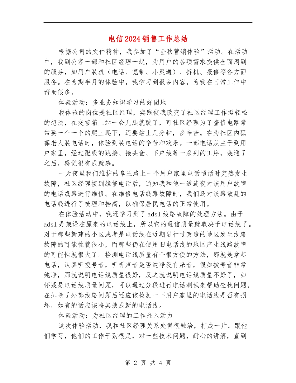 电信2024销售工作总结_第2页