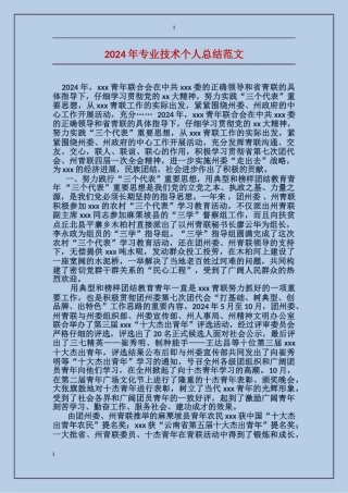 2017年专业技术个人总结范文