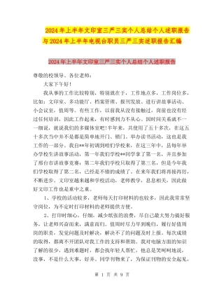 2024年上半年文印室三严三实个人总结个人述职报告与2024年上半年电视台职员三严三实述职报告汇编