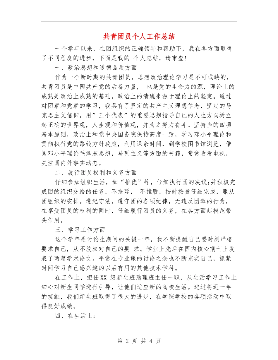 共青团员个人工作总结_第2页