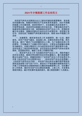 2024年乡镇能源工作总结范文
