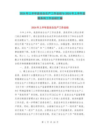 2024年上半年县安全生产工作总结与2024年上半年县税务局工作总结汇编