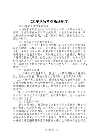 库党员考核激励规章制度