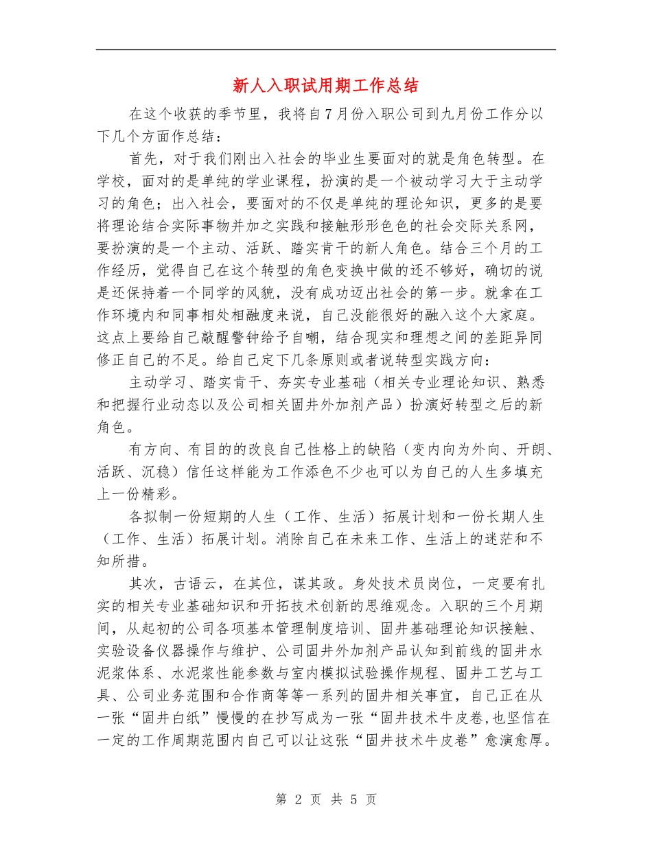新人入职试用期工作总结_第2页