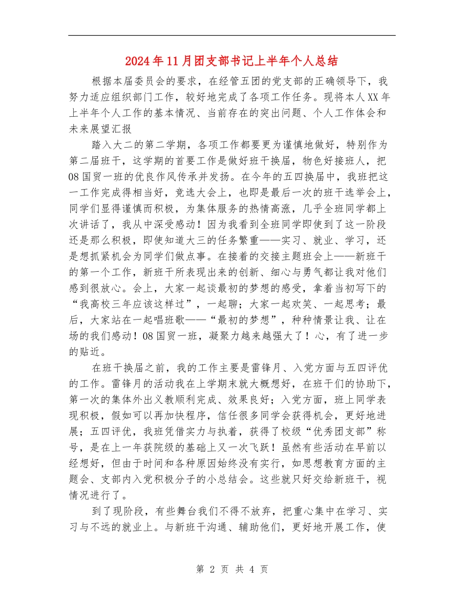 2024年11月团支部书记上半年个人总结_第2页