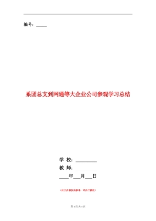 系团总支到网通等大企业公司参观学习总结