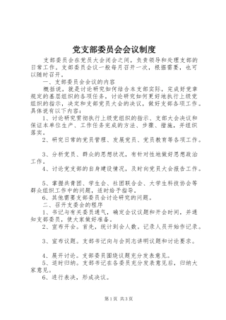 党支部委员会会议规章制度