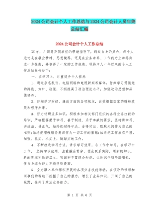 2024公司会计个人工作总结与2024公司会计人员年终总结汇编