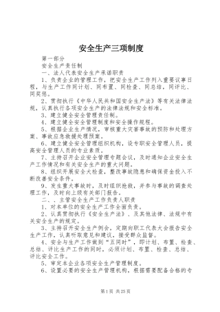 安全生产三项规章制度