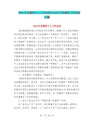 2024年安康杯个人工作总结与2024年安康杯工作总结汇编