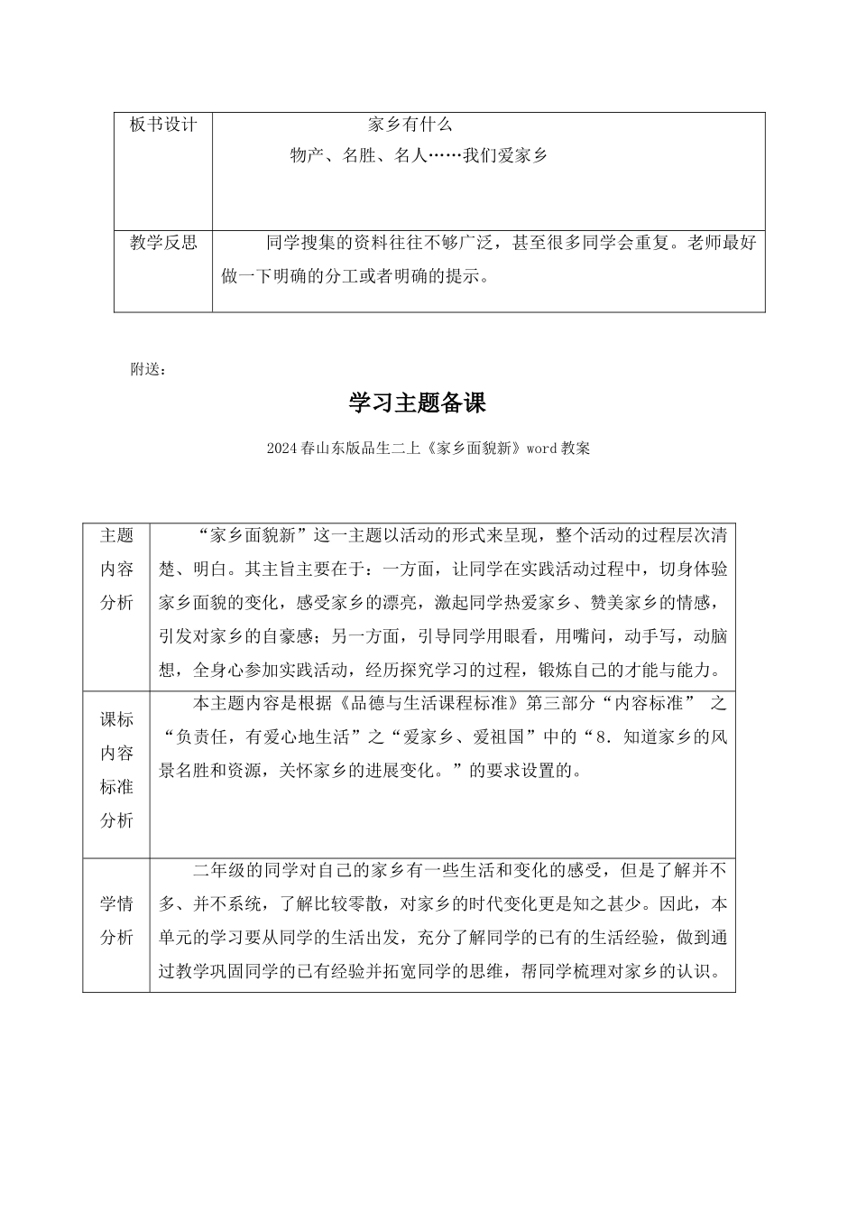 2024春山东版品生二上《家乡有什么》word教案_第3页