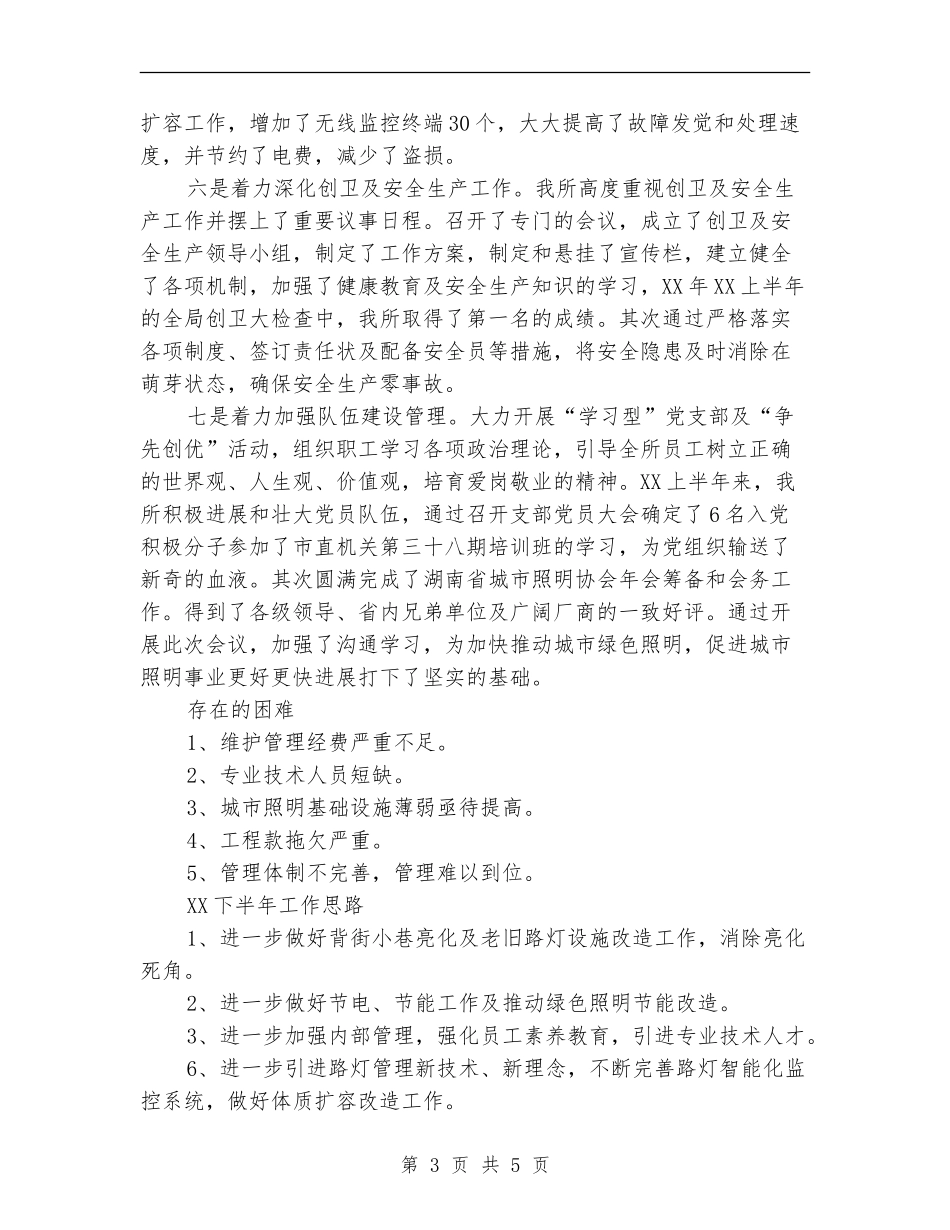 市路灯管理所2024上半年工作总结_第3页