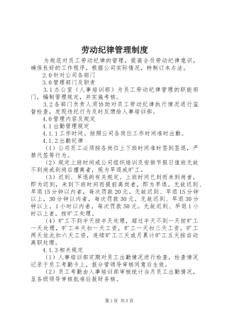 劳动纪律管理规章制度
