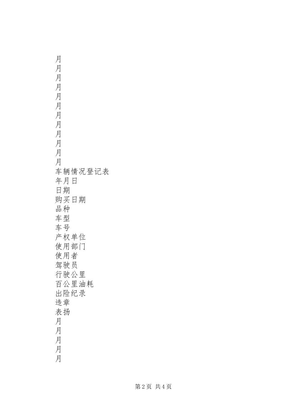 车辆管理规章制度相关表格 _第2页