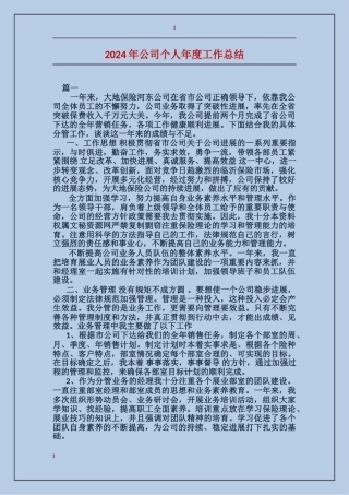 2017年公司个人年度工作总结