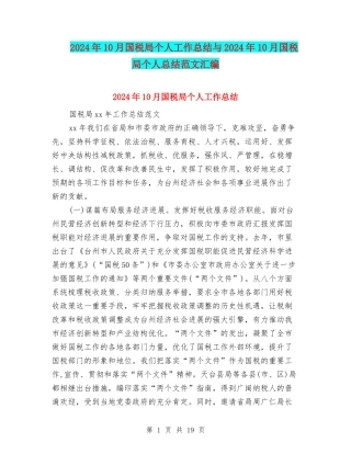 2024年10月国税局个人工作总结与2024年10月国税局个人总结范文汇编