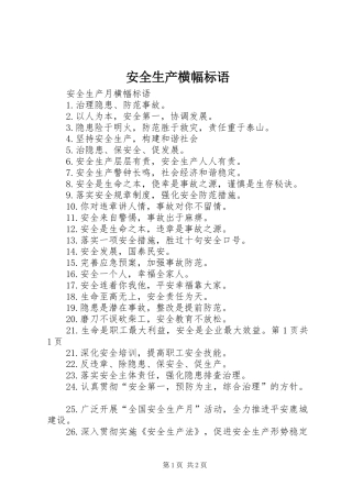 安全生产横幅标语集锦