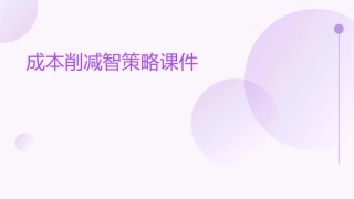 成本削减智策略课件
