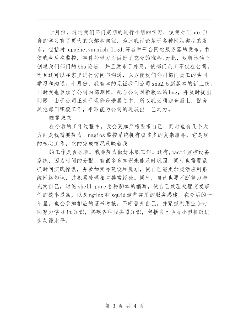 运维中心试用期工作总结2024_第3页