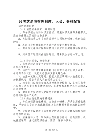 美芝消防管理规章制度人员器材配置