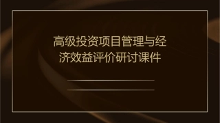 高级投资项目管理与经济效益评价研讨课件