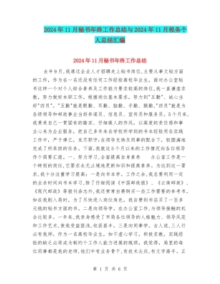 2024年11月秘书年终工作总结与2024年11月税务个人总结汇编