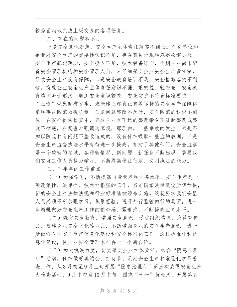安监中队上半年的工作总结【新版】_第3页