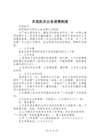 市直机关公务消费规章制度
