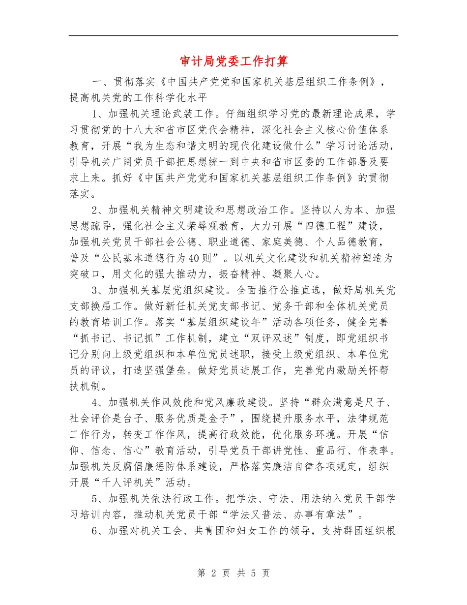 审计局党委工作打算_第2页