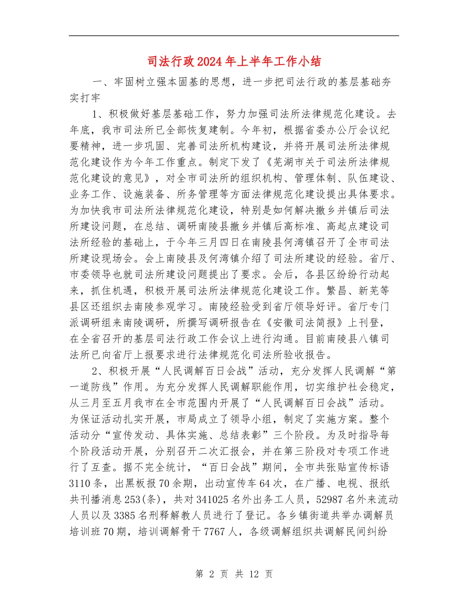 司法行政2024年上半年工作小结_第2页