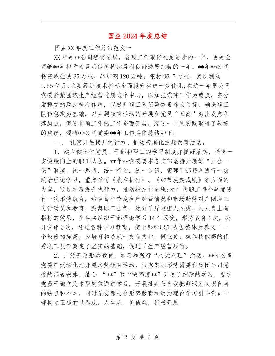 国企2024年度总结_第2页