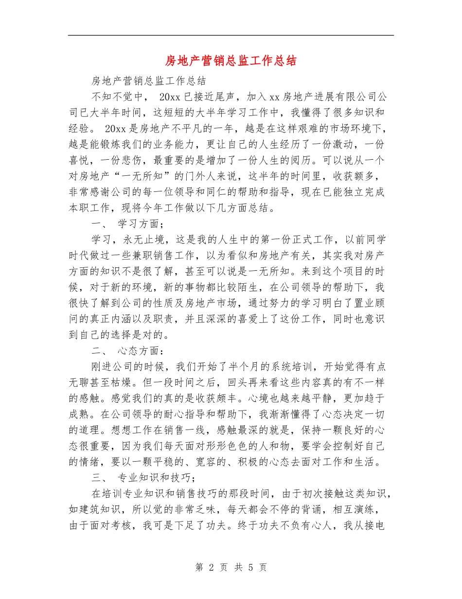 房地产营销总监工作总结_第2页