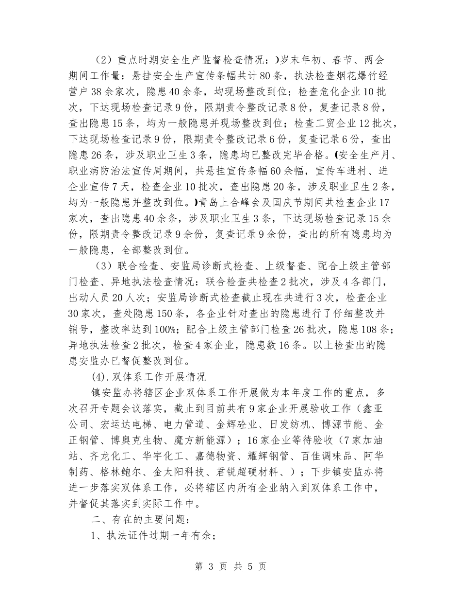 镇安监办2024年安全生产工作总结_第3页