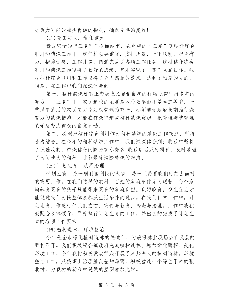 2024年12月村干部个人工作总结_第3页