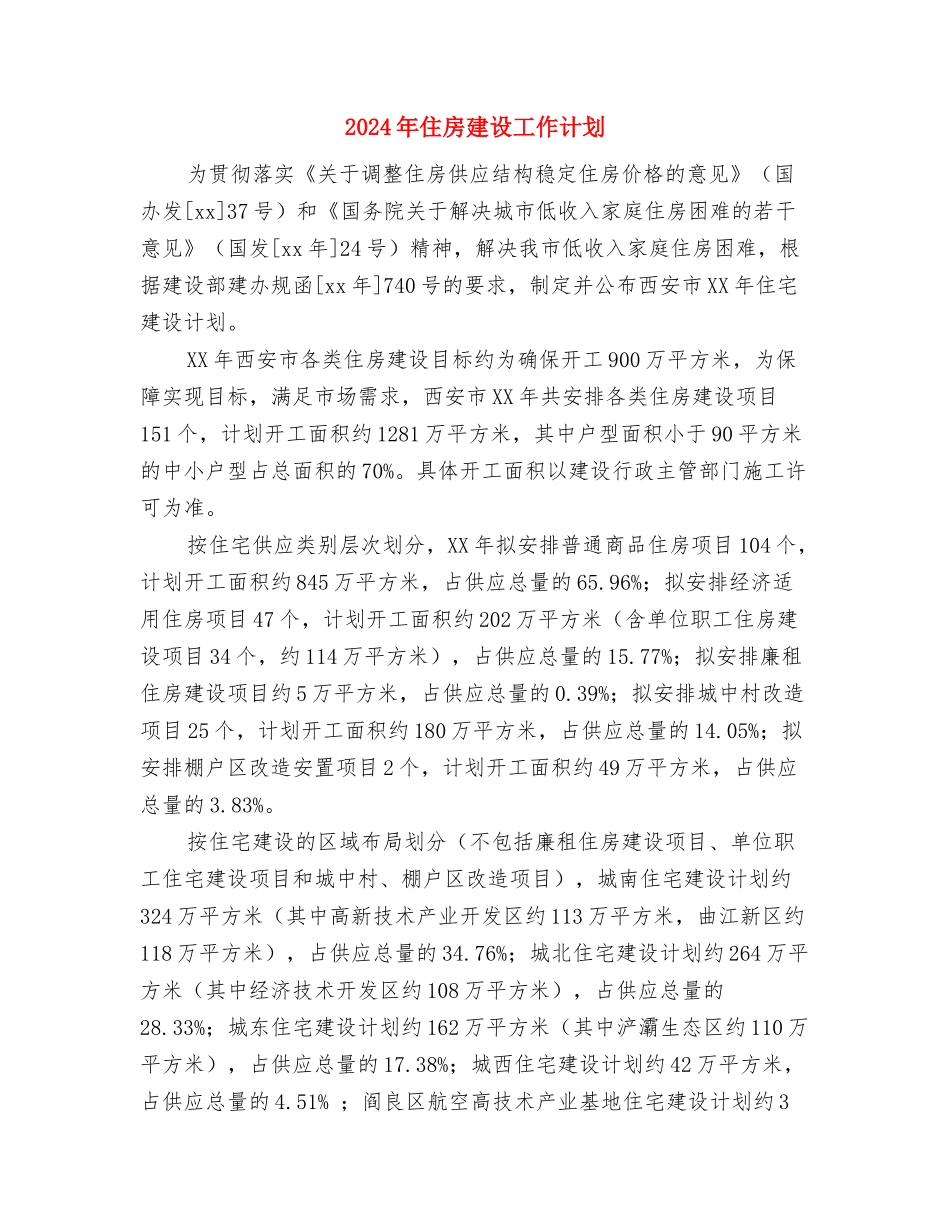 2024年住房保障工作计划范例与2024年住房建设工作计划汇编_第3页