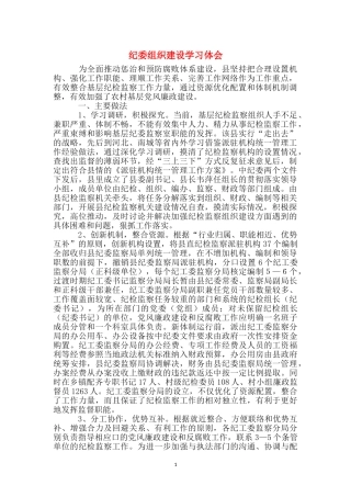 纪委组织建设学习体会