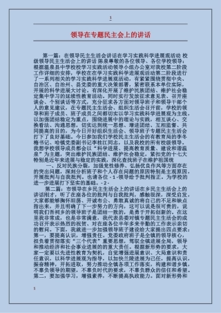 领导在专题民主会上的讲话