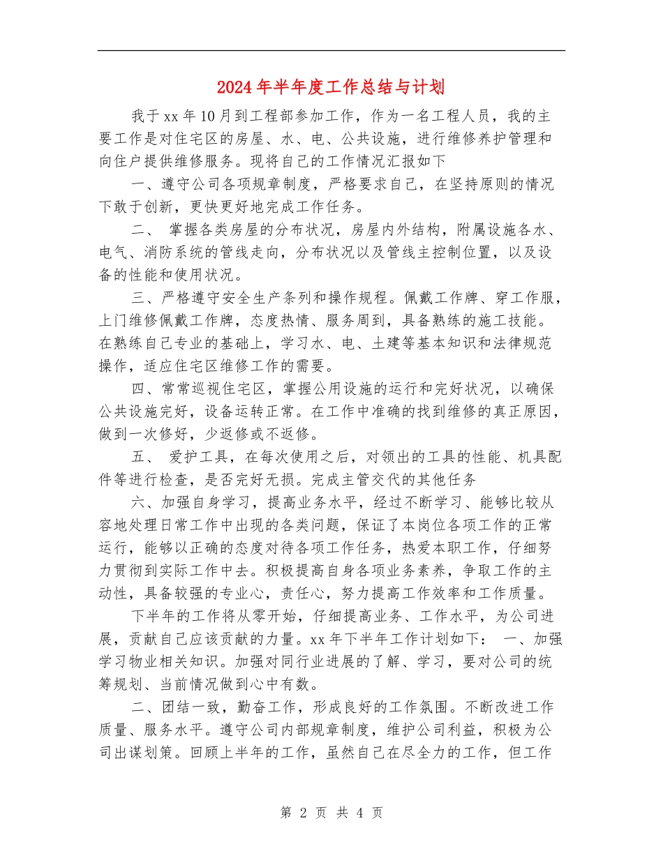 2024年半年度工作总结与计划_第2页