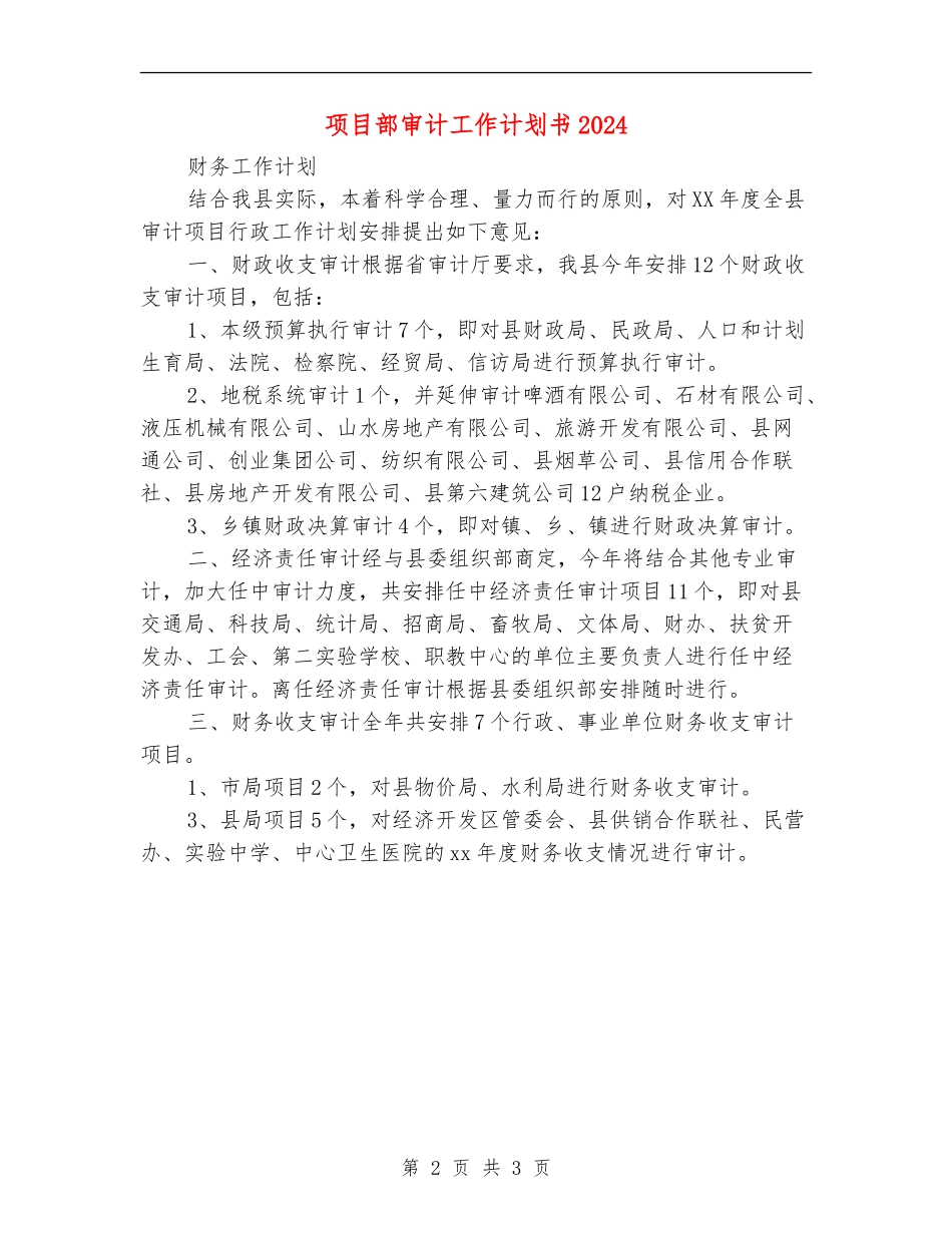 项目部审计工作计划书2024年度_第2页