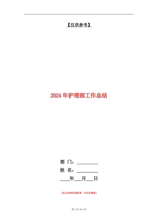 2024年护理部工作总结2