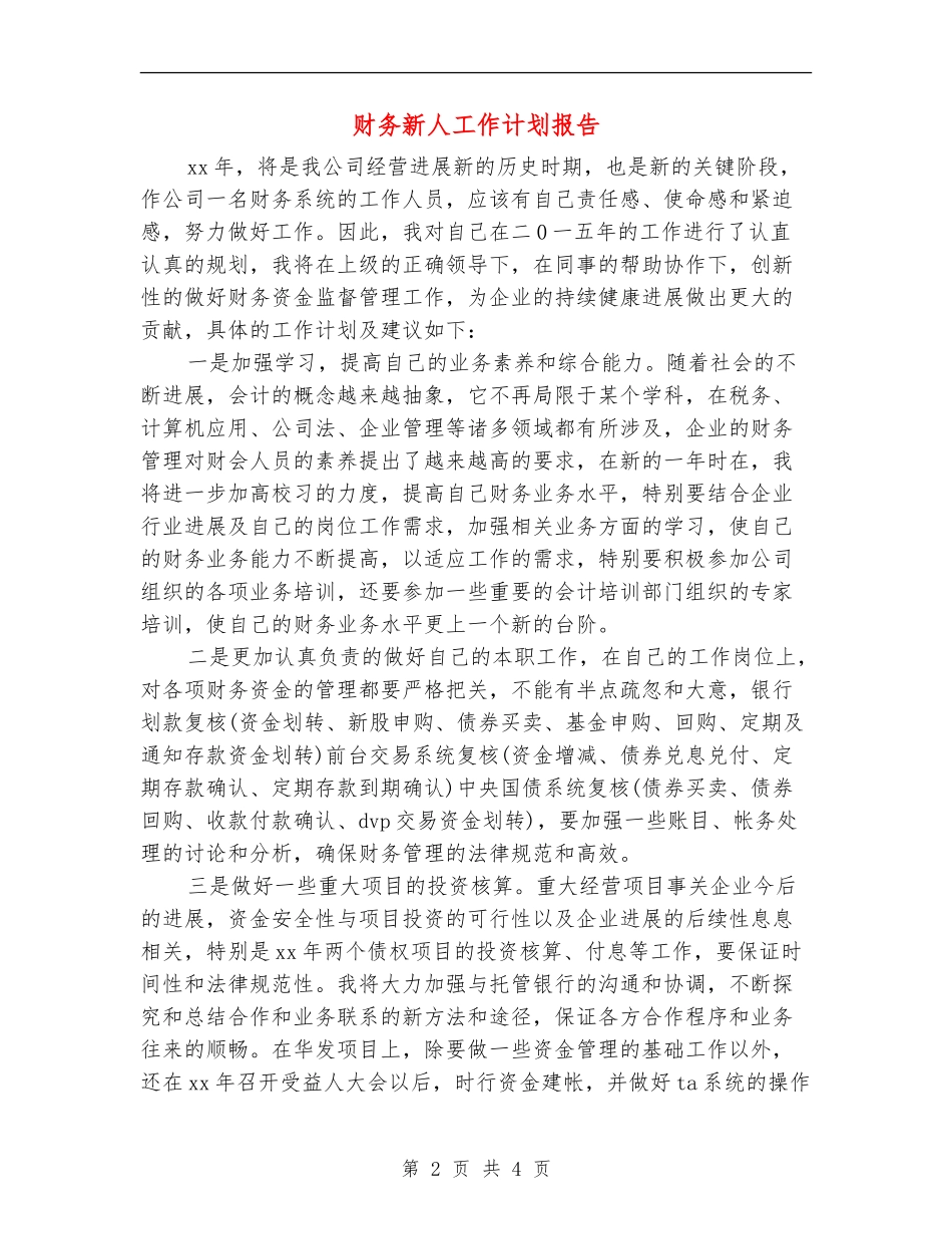 财务新人工作计划报告_第2页
