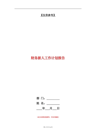 财务新人工作计划报告
