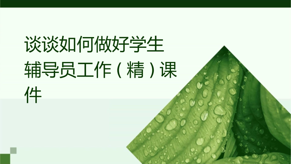 谈谈如何做好学生辅导员工作(精)课件_第1页