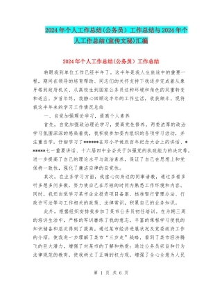 2024年个人工作总结工作总结与2024年个人工作总结(宣传文秘)汇编
