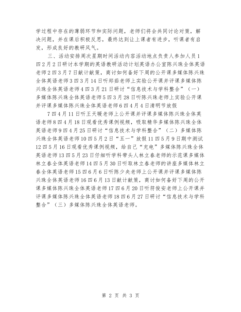 2024-2024学年度第二学期小学英语教研组教学工作计划_第2页